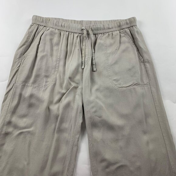 Splendid Natural Linen Blend Wide Leg Cropped Lounge Pant L - Picture 2 of 6